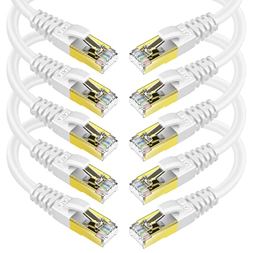 KASIMO CAT 8 Ethernet Cable Shielded SFTP Internet Network Patch Cord, Heavy Duty High Speed LAN Cables w Gold Plated RJ45 Connector Professional for Router, Modem, Gaming (6 Feet, 10 Pack White)