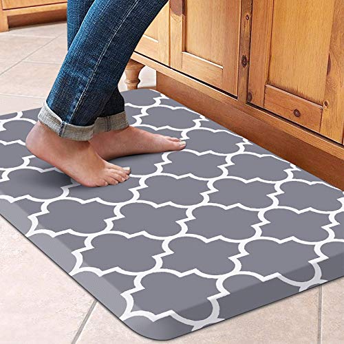 WISELIFE Kitchen Mat and Rugs Cushioned Anti-Fatigue,17.3'x 28',Non Slip Waterproof Ergonomic Comfort Mat for Kitchen, Floor Home, Office, Sink, Laundry, Grey