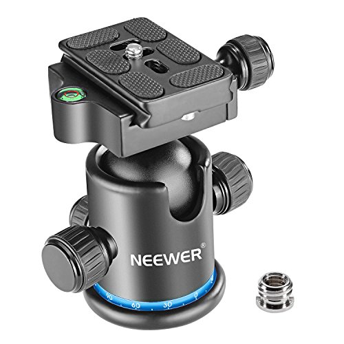NEEWER 36MM Tripod Ball Head 360° Panoramic Metal with Arca Type Quick Release Plate, 1/4' Screw 3/8' Thread Mount, Max Load 17.6lb/8kg, Tripod Head for Monopod, Slider, DSLR Camera, Camcorder (Blue)