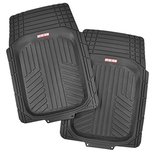 Motor Trend FlexTough Plus-2 Piece Front Car Floor Mats- Black Contour Liners-Deep Dish Heavy Duty Rubber Floor Mats for Car SUV Truck & Van-All Weather Protection, Universal Trim to Fit