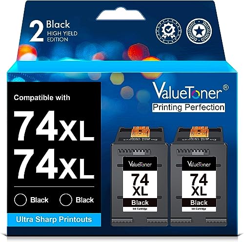 Valuetoner Remanufactured Ink Cartridge Replacement for HP 74XL High Yield CH623BN CB336WN for Deskjet D4260 D4280 D4360 Printer (2 Black) 2 Pack