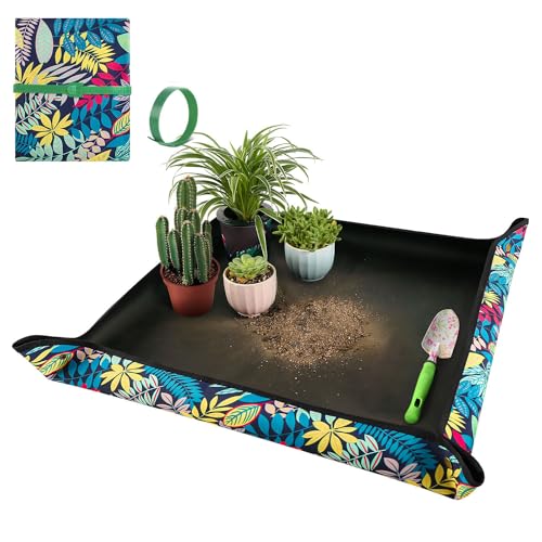 Repotting Mat for Plant Transplanting and Mess Control 29.5'x 29.5' Oxford Fabric Waterproof Potting Foldable Indoor Portable Gardening Tray Unique Gifts Lovers