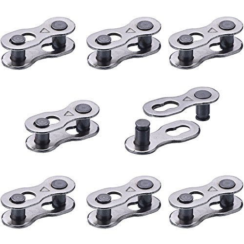 Hotop 8 Pairs Bicycle Missing Link for 6, 7, 8, 9, 10 Speed Chain, Silver, Reusable (6 7 8 Speed)