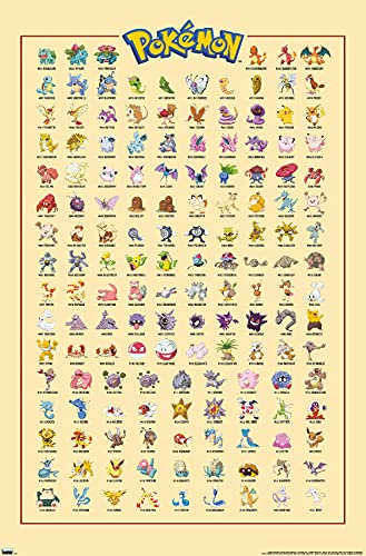 Trends International Pokémon - Kanto Grid Wall Poster, 22.375' x 34', Premium Unframed Version