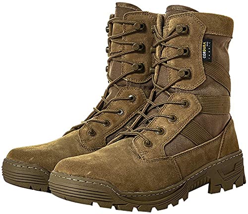 YEVHEV Tactical Boots Men's Military Work Boots Desert Combat Army Combat Boots for Hiking Motorcycle Climbing(Brown,10.5)