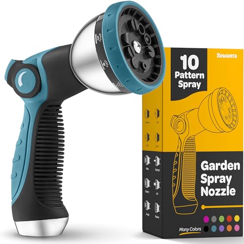 Hose Nozzle Heavy Duty Hose Sprayer With 10 Adjustable Watering Patterns. Thumb Control Design, Comfortable Ergonomic Grip, Garden Hose Nozzle for Watering Plants & Lawns/Fun showers/Cleaning