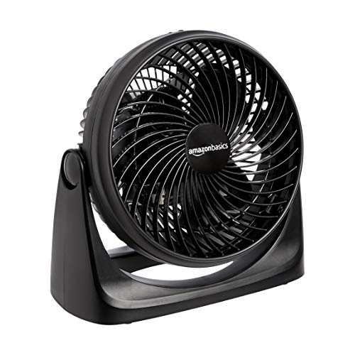 Amazon Basics 11-Inch Air Circulator Fan with 90-Degree Tilt Head and 3 Speed Settings, Black, 6.3'D x 11.1'W x 10.9'H