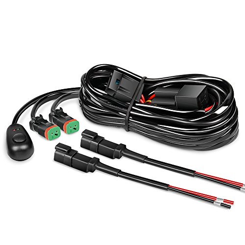 Nilight 10016W DT Wiring Harness Kit for LED Light Bars - 12V On/Off Switch, Power Relay, Blade Fuse - 2 Leads, 2 Years Warranty