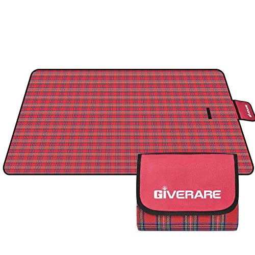 GIVERARE Picnic Beach Blanket, XL Sandfree Waterproof Outdoor Camping Blankets, Quick Drying Family Mat, Portable Extra Large Mats for Travel, Hiking, Music Festival, Lawn