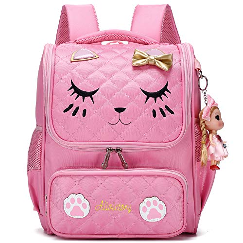 AO ALI VICTORY Girls Backpacks, Waterproof Cute Backpack for Kids Toddler Girl Preschool Bookbags Elementary School Bags (Small, A-Pink)