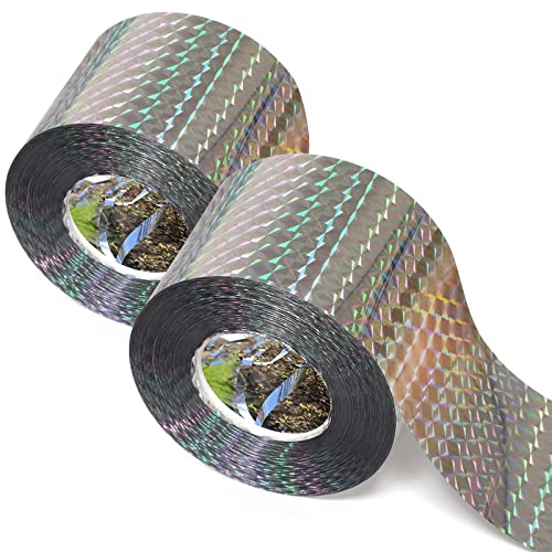 Ruolan Bird Scare Tape Ribbon(700FT) Reflective Tape Keep Birds Away Outdoor,Double Side Bird Flash Tape, Scare Geese, Pigeon, Duck, Woodpecker