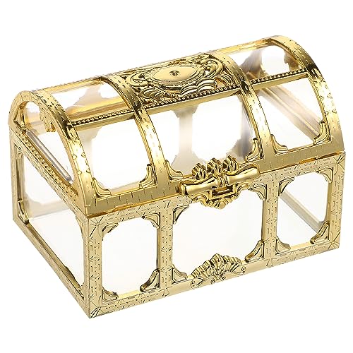 Kisangel Pirate Treasure Small Treasure Chest Plastic Transparent Drawing Texture Pirate Treasure Box Crystal Jewelry Box Storage Organizer Trinket Keepsake Treasure Chest Treasure Chest Candy Box