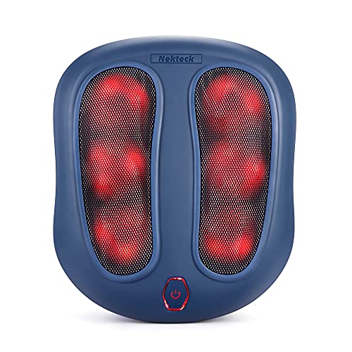 Nekteck Foot Massager with Heat, Shiatsu Heated Electric Kneading Foot Massager Machine for Plantar Fasciitis, Built-in Infrared Heat Function and Power Cord（Blue)