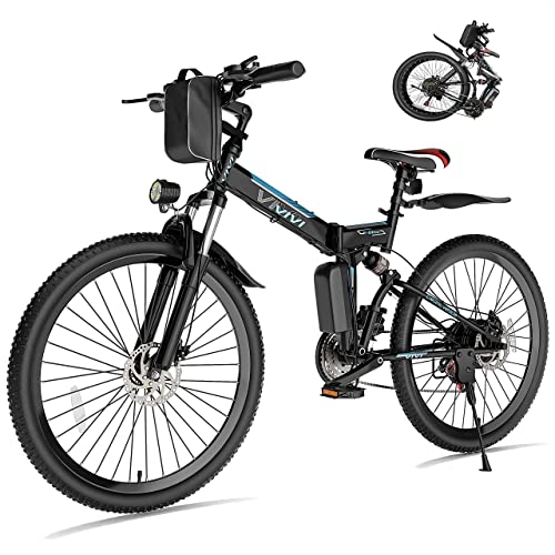 Vivi Electric Bike for Adults Foldable 500W Electric Mountain Bike 26'' Ebike 20MPH Electric Bicycles with 48V Removable Battery, Up to 50 Miles, Professional 21 Speed, Dual Shock Absorber