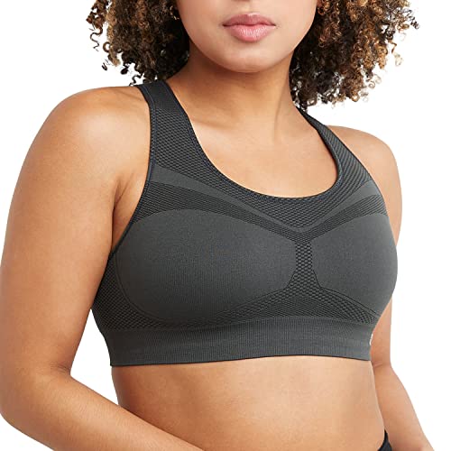 Champion, Infinity Racerback, Moderate Support, Seamless Sports Bra for Women, Asphalt, Large