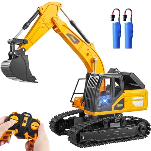 JOYIN Remote Control Excavator Toys for Boys, 2.4Ghz RC Excavator Toy with Light, Construction Toys for Boys 3-5 4-7 8-12 Year Old Kids, Birthday Gift