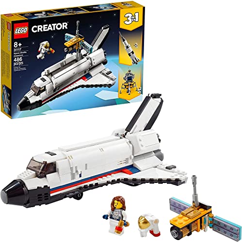 LEGO Creator 3in1 Space Shuttle Adventure 31117 Building Kit; Cool Toys for Kids Who Love Rockets and Creative Fun; New 2021 (486 Pieces)