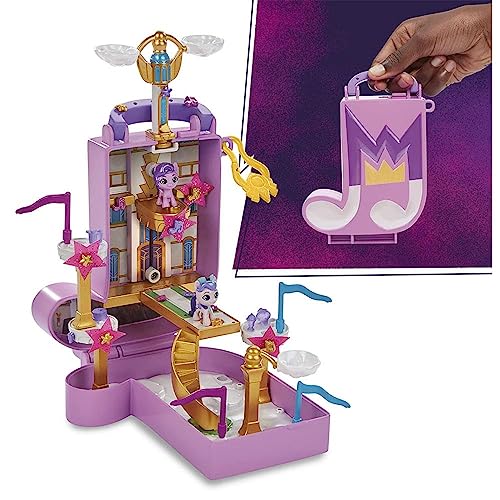 My Little Pony Mini World Magic Compact Creation Zephyr Heights Toy, Buildable Playset with Princess Pipp Petals Pony for Kids Ages 5 and Up