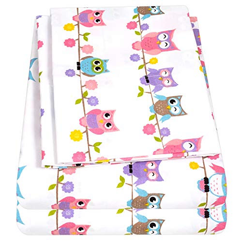 1500 Supreme Kids Bed Sheet Collection - Fun Colorful and Comfortable Boys and Girls Toddler Sheet Sets - Deep Pocket Wrinkle Free Soft and Cozy Bedding - Twin, Owls