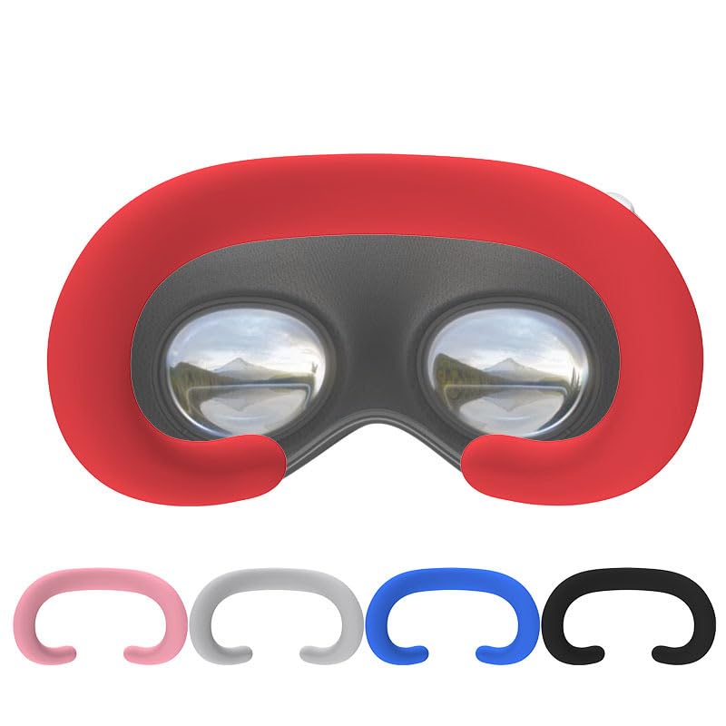 Suitable for Vision Pro Silicone Eye Mask, Sweat and Dust Resistant, Replaceable Silicone Cover Mask VR Accessories Lens Protector Cover Kit (red)