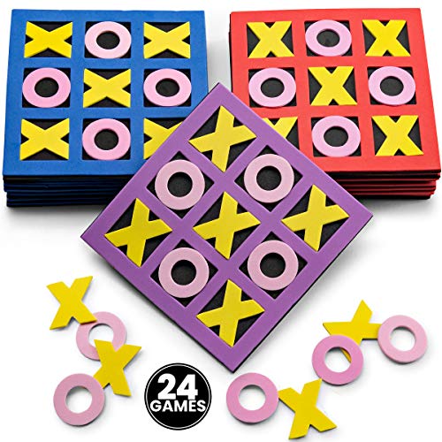 Bedwina (Bulk Pack of 24) 5'x5' Foam Tic-Tac-Toe Mini Board Game Toys for Kids, Birthday Party Favors, Goody Bag Stuffers, Classroom Prizes & Occupational Therapy, Stocking Stuffers