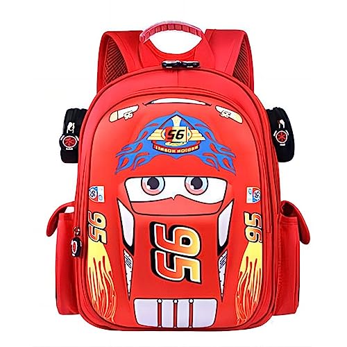 Nzahdwu Kids Caroon Car Backpack, Novelty Toddler Backpack Waterproof Schoolbag Cute Backpacks for Boys Girls (Red)