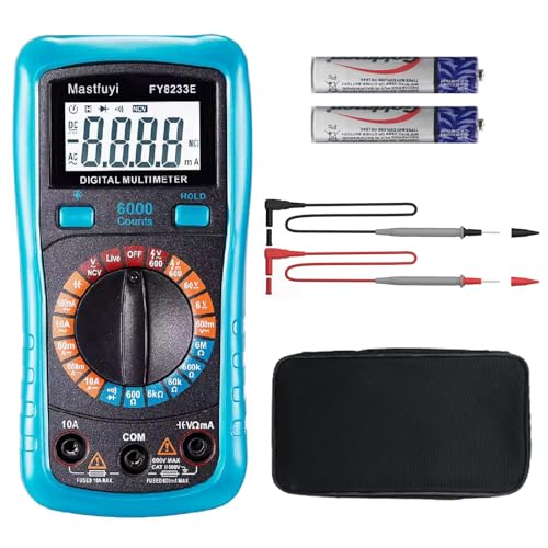 Mastfuyi Digital Multimeter, True RMS 6000 Counts, Multi Tester, NCV Electrical Tester, Backlit LCD Display, Auto-Ranging Tests, Voltage, Current, Resistance, Continuity, Diode, Capacitance