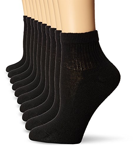 Hanes Womens Value, Ankle Soft Moisture-wicking Socks, Available In 10 And 14-packs Athletic-socks, Black - 10 Pack, 5-9 US