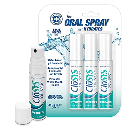 CloSYS Oral Breath Spray, 0.31 Ounce (3 Count), Mint, Sugar Free, pH Balanced, Fights Bad Breath