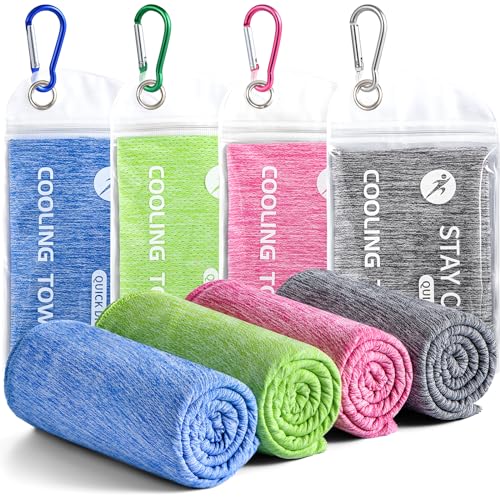 Premillow Cooling Towels - 4 Pack Cooling Towel(40'x12'), Cooling Towels for Neck and Face, Microfiber Soft Breathable Cooling Towel for Hot Weather