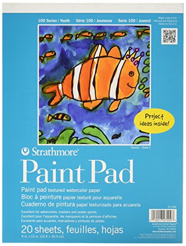 Strathmore (27-209 100 Series Youth Paint Pad, 9 by 12', 20 Sheets, White, 9x12