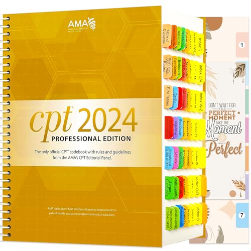 Tabs for CPT 2024 Professional Edition. Color-Coded and Laminated Tabs, with Page Markers and Alignment Guide & Bookmark (Book not Included)