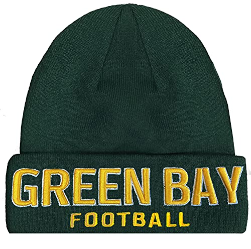 CLORPEAK Green Bay Embroidery Classic Cuff Beanie Hat Cuffed Winter Hat Knit Toque Skull Cap - Green OneSize
