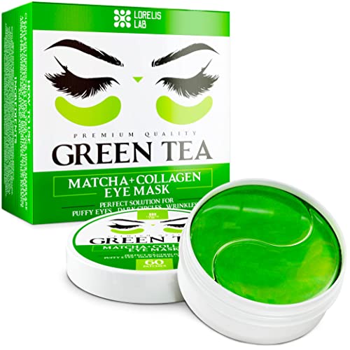 Lorelis Lab Under Eye Mask for Puffy Eyes, Dark Circles, Eye Bags, Puffiness, Wrinkles with Collagen - Hydrating - Green Tea Skincare - Anti-Aging Eye Patch Treatment Masks - 60 Under Eye Gel Pads
