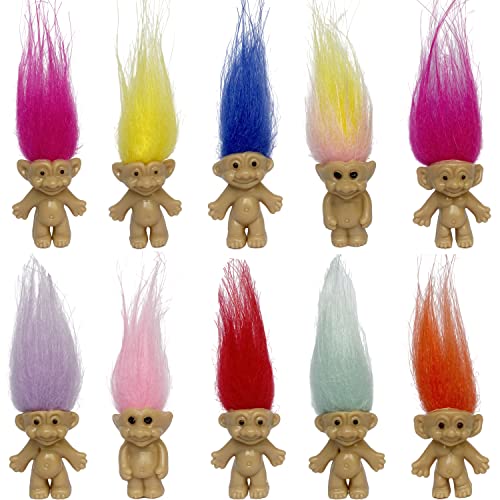 10PCS DIY Vintage Lucky Troll Doll Mini Action Figures Cake Toppers Dollhouse Dolls for Party Favors, Collections, Arts and Crafts …