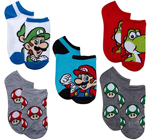 Mario Boys 5 Pack No Show Socks