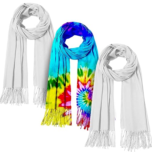 Vodolo White Thing for Tie Dye,3 PCS Tie Dye Kits for Adults Kids Women Large Groups,Cotton Things Items To Tie Dye Party Supplies