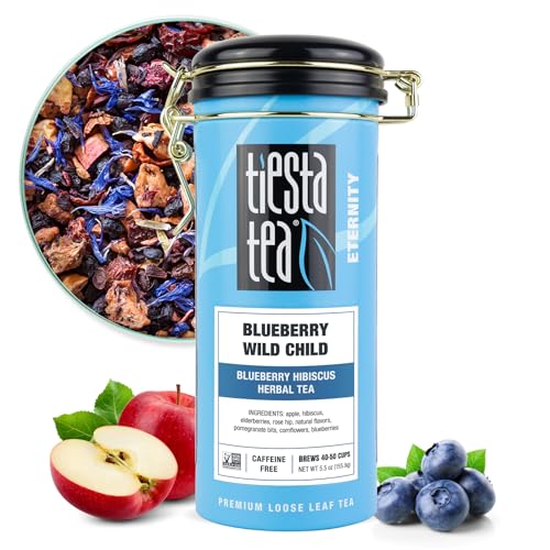 Tiesta Tea - Blueberry Wild Child | Blueberry Hibiscus Herbal Tea | Premium Loose Leaf Tea Blend | Non-Caffeinated Fruit Tea | Make Hot or Iced Tea & Brews Up to 50 Cups - 5.5 Ounce Refillable Tin