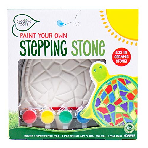 Creative Roots Mosaic Turtle DIY Stepping Stone Kit, Includes Ceramic Stone & 6 Vibrant Paints for Kids Ages 8+