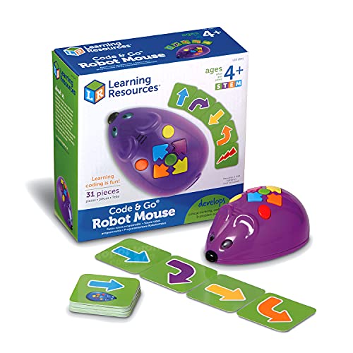 Learning Resources Code & Go Robot Mouse - 31 Pieces, Ages 4+, Coding STEM Toys, Screen-Free Coding Toys for Kids
