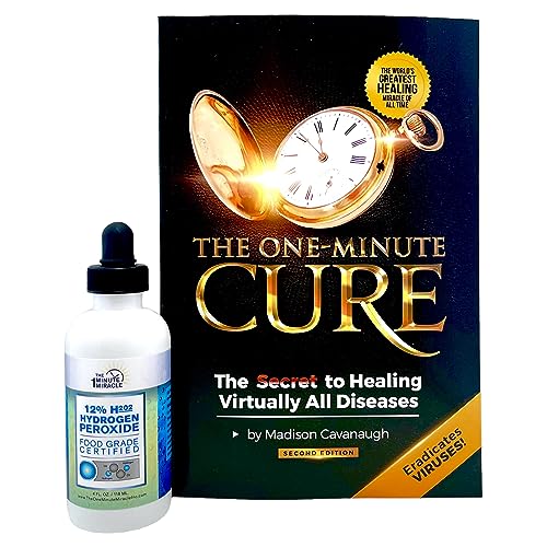 The One Minute Cure Book and 12% Hydrogen Peroxide Food Grade - 4 oz Bottle