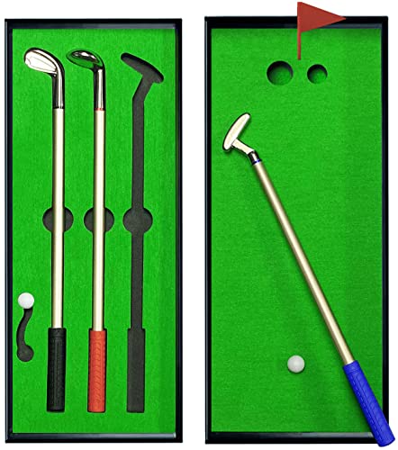 Mini Desktop Golf Set - Golf Pen and Ball Game for Office Desk, Unique Gift for Men, Women, Dad, Boss, Coworker, Teen Boys - With Putting Green and Christmas Stocking Stuffer