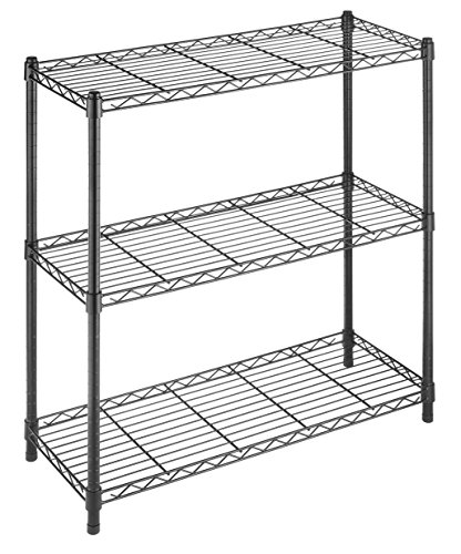 Whitmor Supreme Leveling Feet 350 Capacity Per Adjustable Shelves Durable Heavy Duty Shelf, Easy Assembly for Pantry, Kitchen, Garage, Plant, 3-TIER, Black