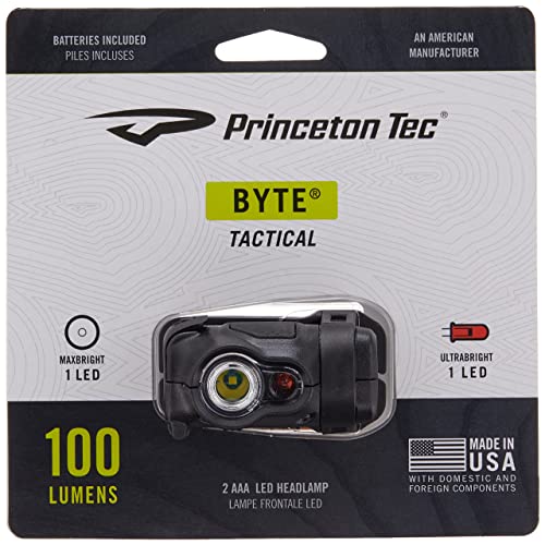 Princeton Tec Byte Tactical Headlamp (200 Lumens, Black),BYT-TAC-BK