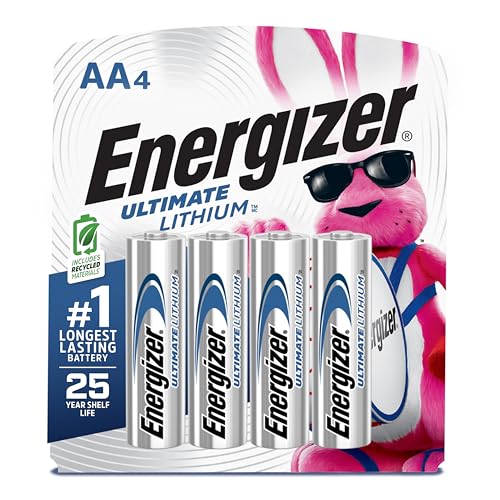 Energizer Ultimate Lithium AA Batteries, World's Longest Lasting Battery for High-Tech Devices (4 Each), Black (EVEL91BP4)