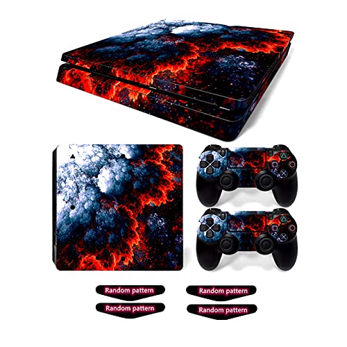 Decal Skin for Ps4 Slim, Whole Body Vinyl Sticker Cover for Playstation 4 Slim Console and Controller (Include 4pcs Light Bar Stickers) (PS4 Slim, Magma)