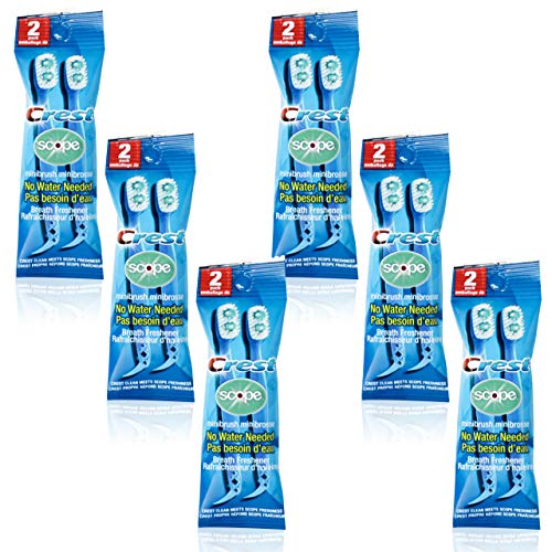 Crest Scope | Mini Brushes-Disposable Toothbrushes with Toothpaste and Pick for Work or Travel (12count, 6 Pack (12 Brushes))