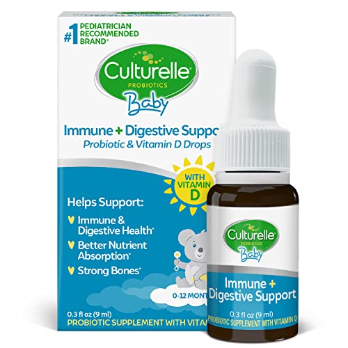 Culturelle Baby Immune & Digestive Support Probiotic + Vitamin D Drops, Helps Support Immune Health in Babies, Infants & Newborns 0-12 Months, 30 Day Supply, Gluten Free & Non-GMO, 9ml