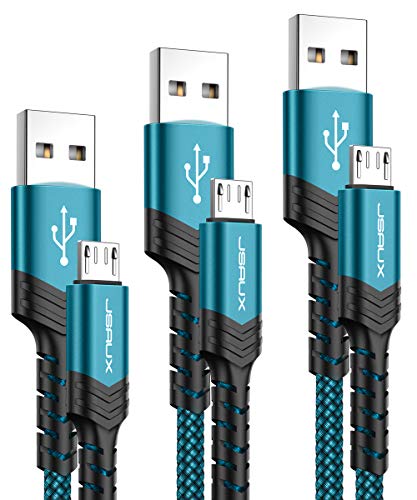 JSAUX Micro USB Charger Cable, (3-Pack 3.3ft+6.6ft+10ft) Android Charger Micro USB to USB A Nylon Braided Cord Compatible with Samsung Galaxy S6 S7 Edge Note 5, Kindle and More-Green