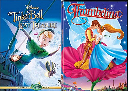 Tiny Girl Born from a Flower & A Fairy Animated Movie 2-Pack Tinker Bell & The Lost Treasure + Thumbelina Tiny Girl Set Double Feature Fun Pack